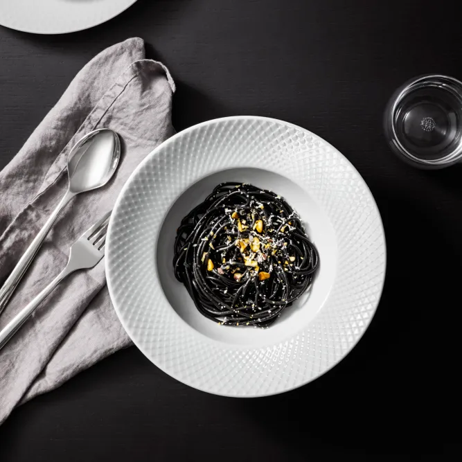 Prato fundo branco Rhombe, Ø24,5 cm Lyngby Porcelæn