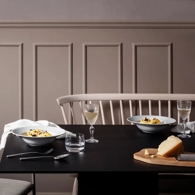 Prato fundo branco Rhombe, Ø24,5 cm Lyngby Porcelæn