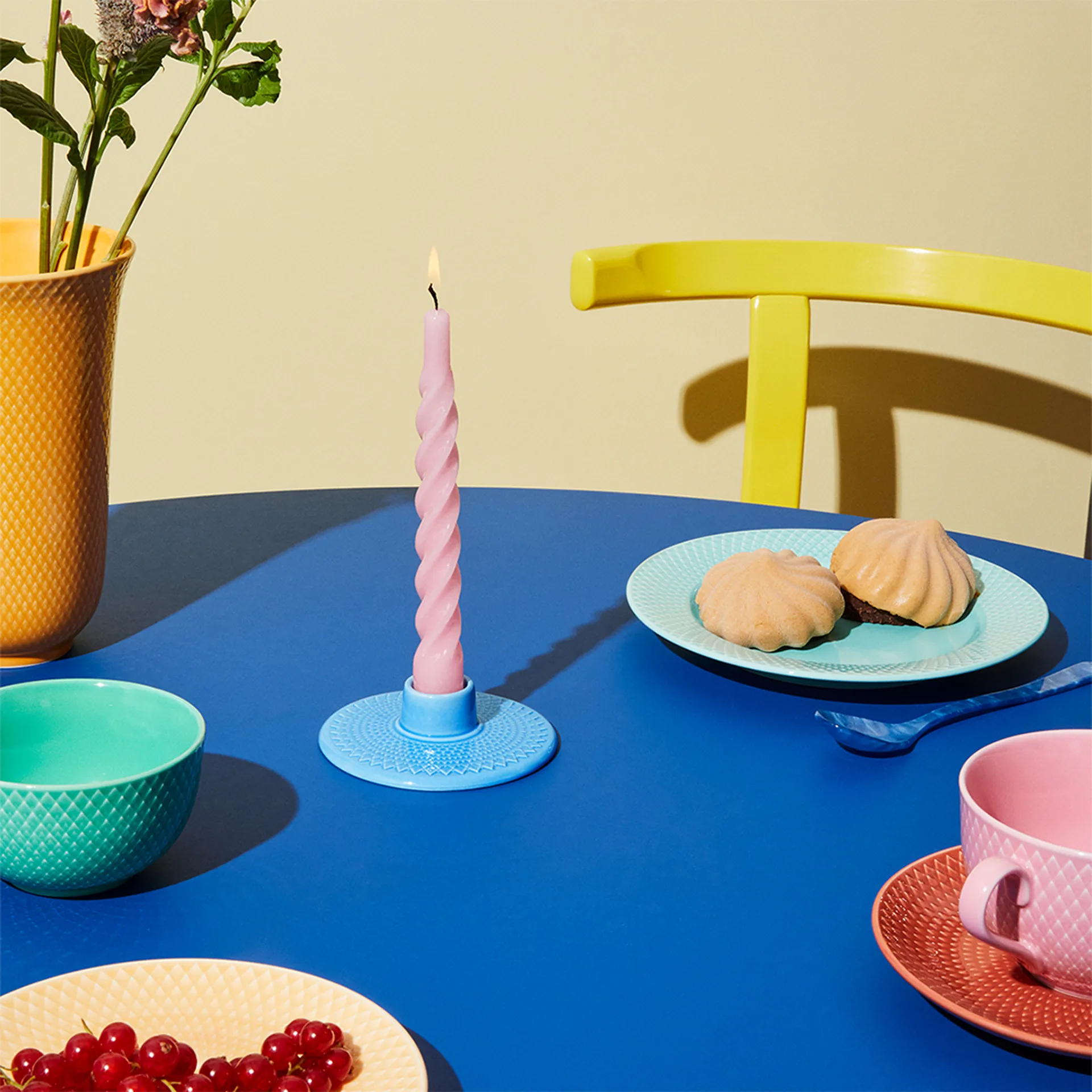 Rhombe porta-vela 3 cm, Azul Lyngby Porcelæn