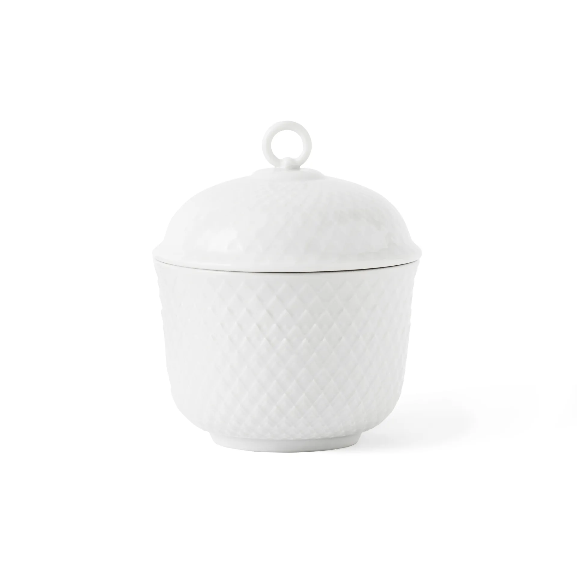 Rhombe tigela com tampa Ø8.5 cm, Branco Lyngby Porcelæn