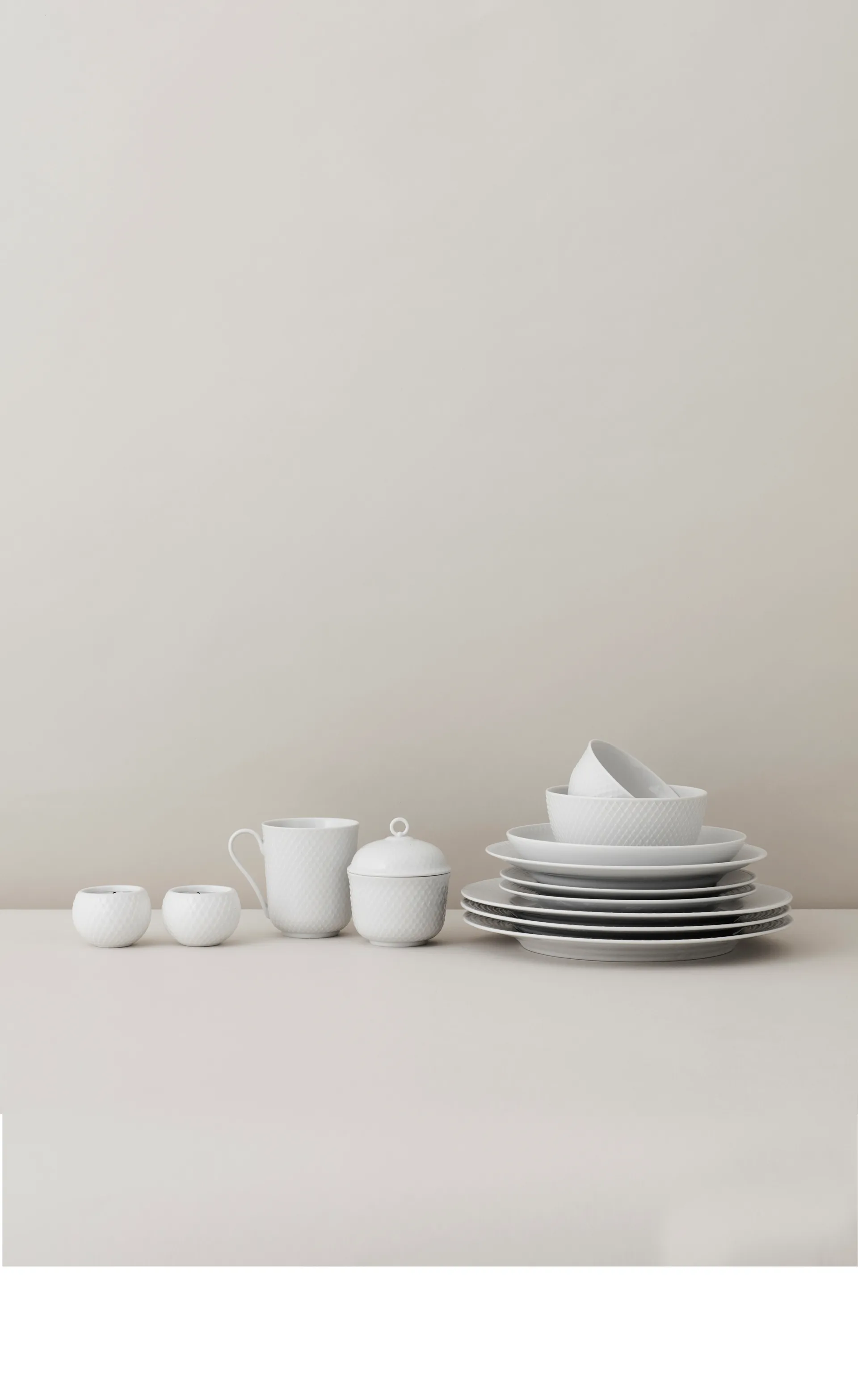 Rhombe tigela com tampa Ø8.5 cm, Branco Lyngby Porcelæn