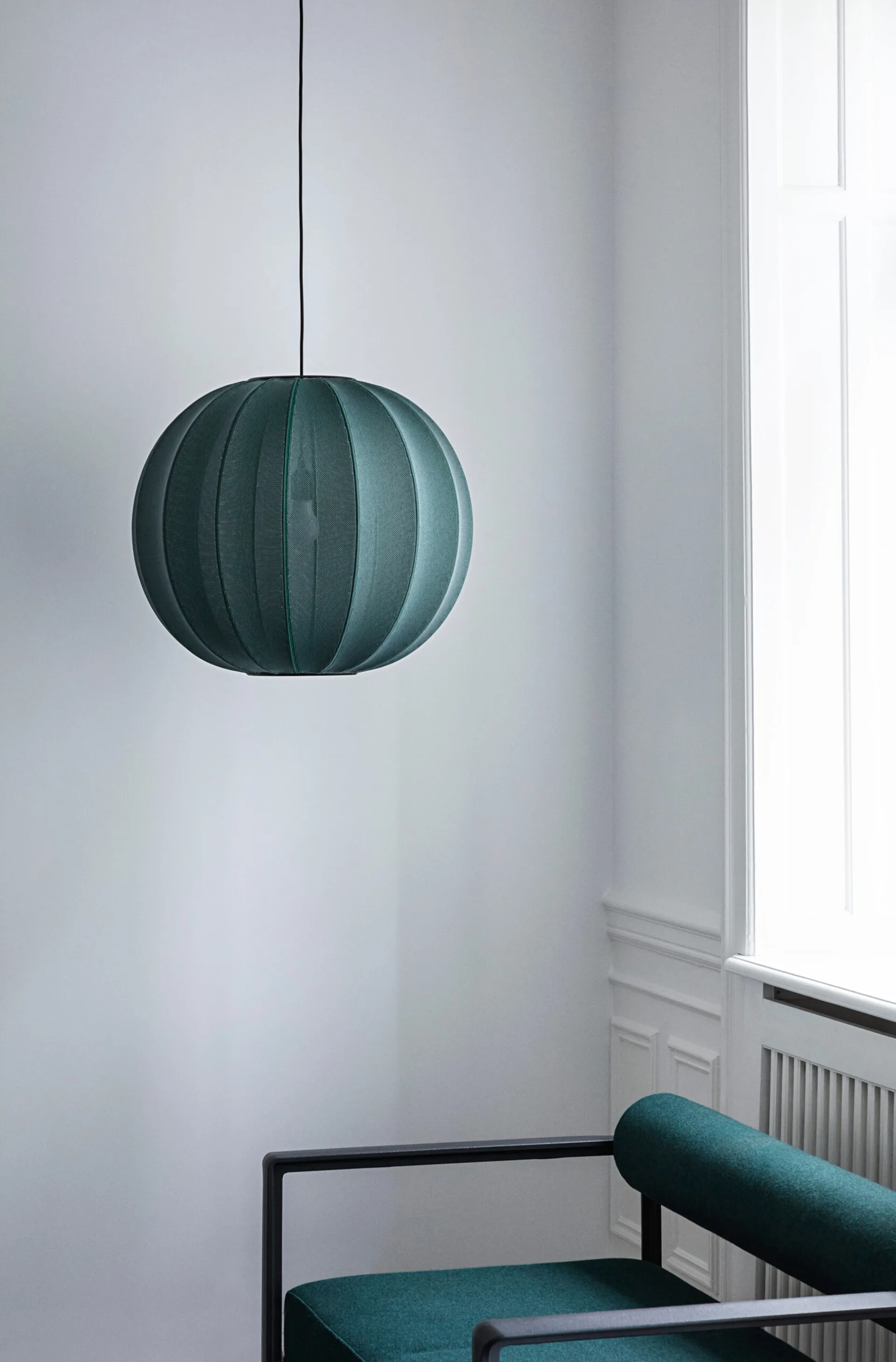 Candeeiro suspenso Knit-Wit 45 Round, Tweed green Made By Hand