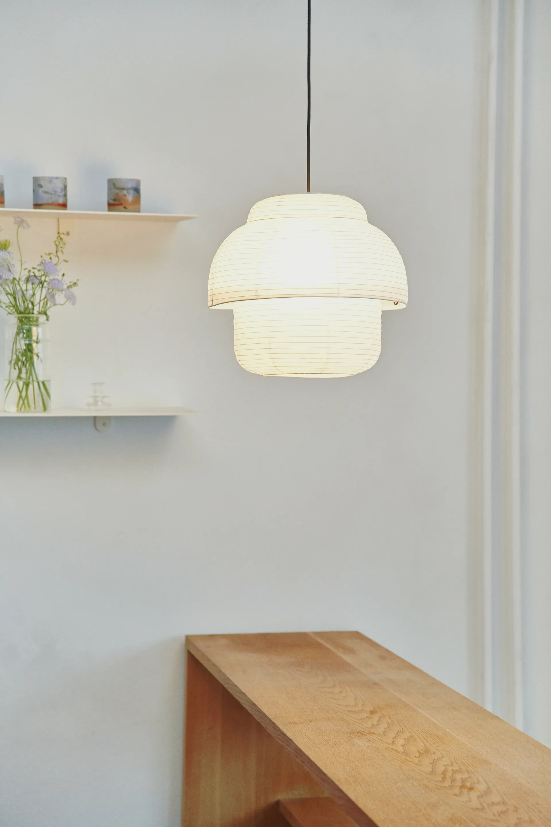 Candeeiro suspenso Papier Double Ø40 cm, White Made By Hand