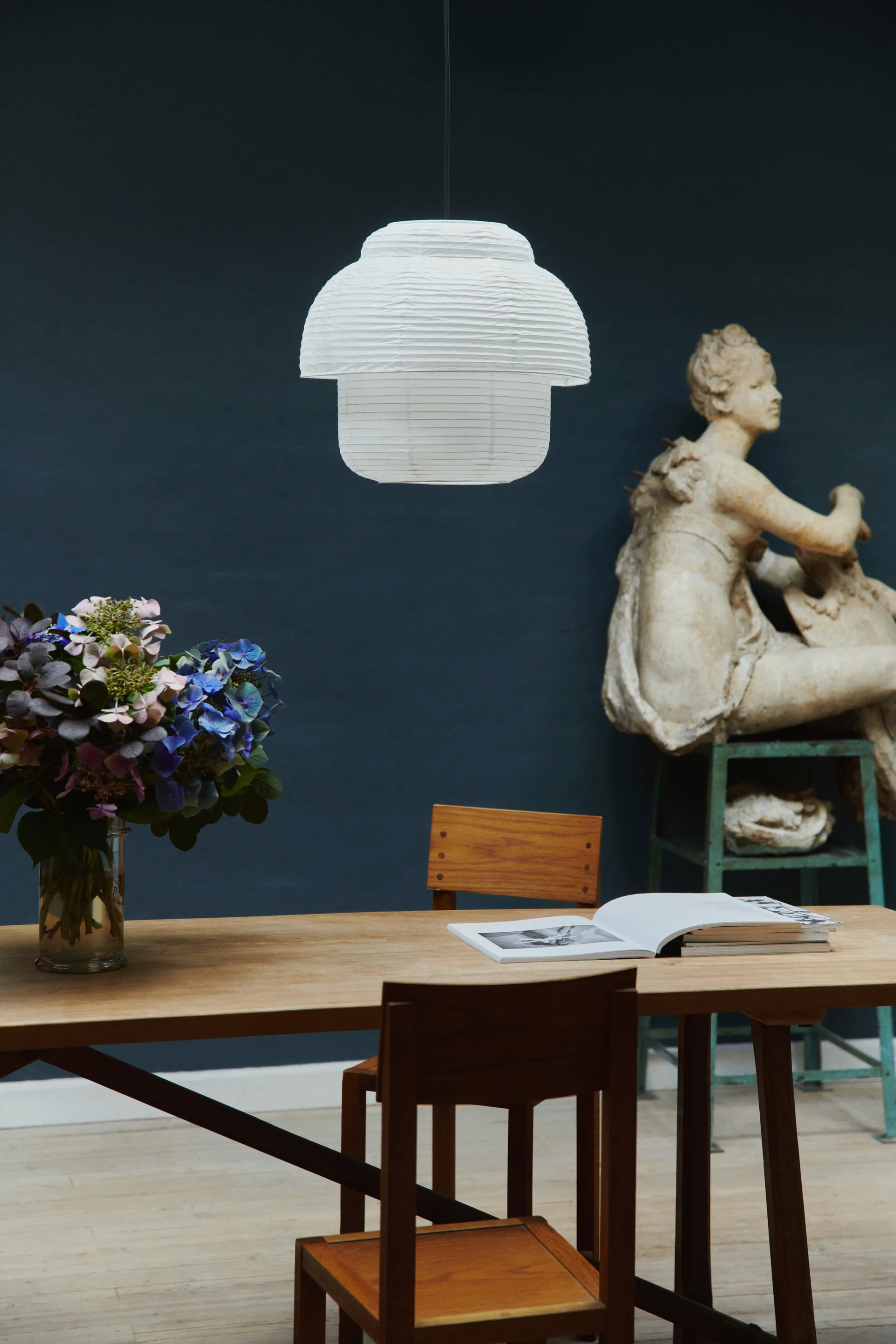 Candeeiro suspenso Papier Double Ø40 cm, White Made By Hand