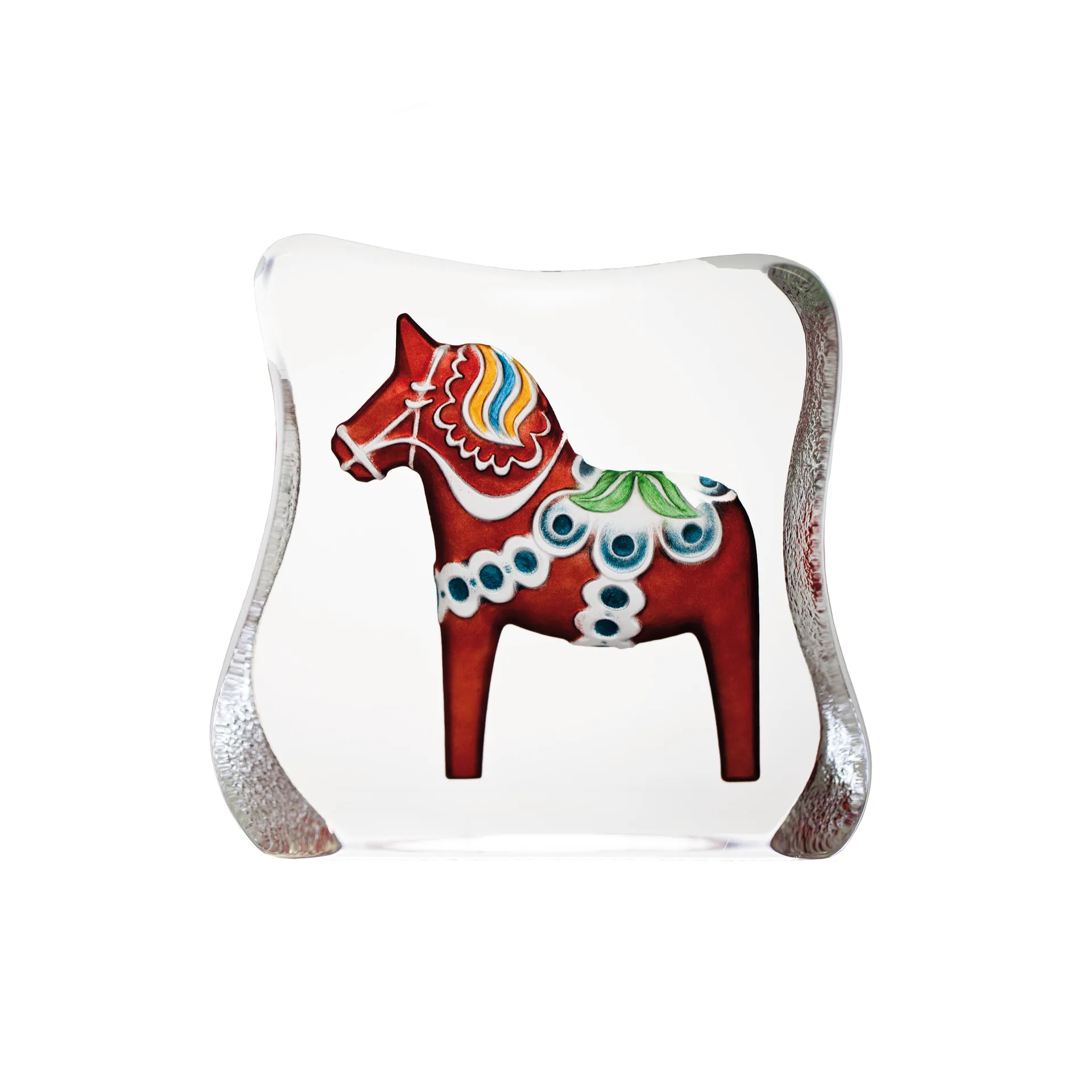 Escultura Dalecarlian horse, grande vermelho Målerås Glasbruk