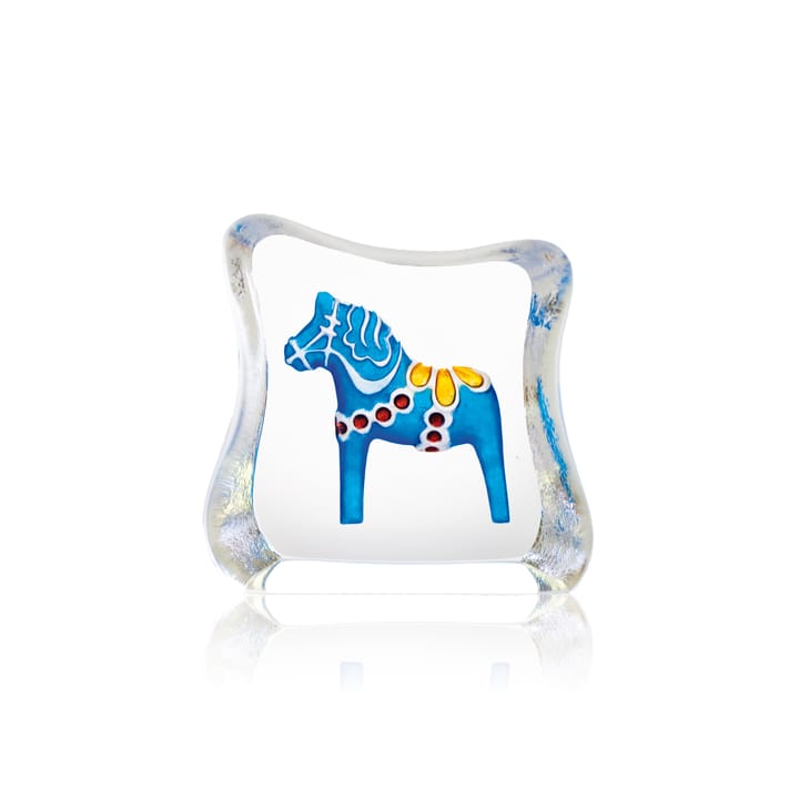 Escultura de vidro azul Dala horse, Mini Målerås Glasbruk