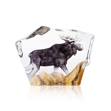 Escultura de vidro Elk - 12x16,5 cm - Målerås Glasbruk