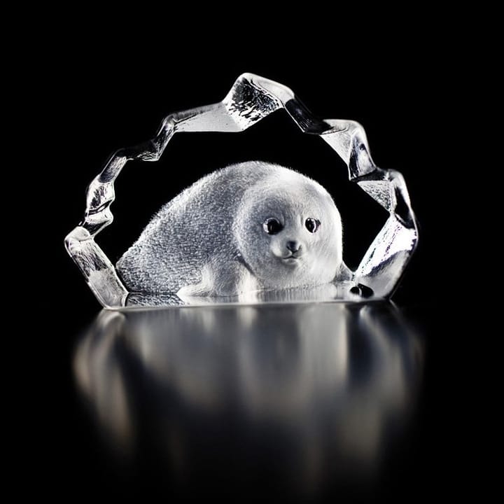 Escultura Wildlife Foca, vidro Målerås Glasbruk
