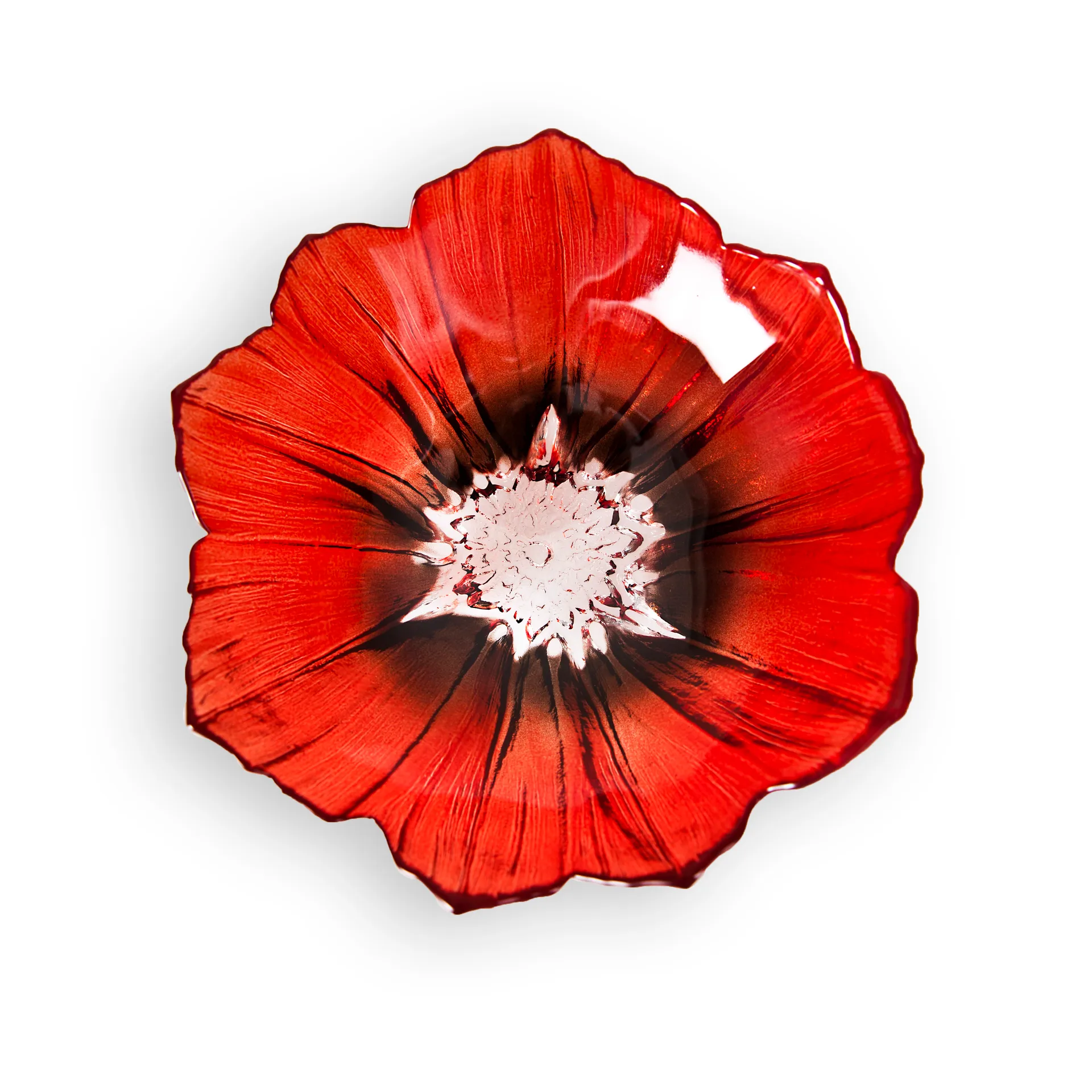 Tigela pequena Poppy, vermelho-preto Målerås Glasbruk