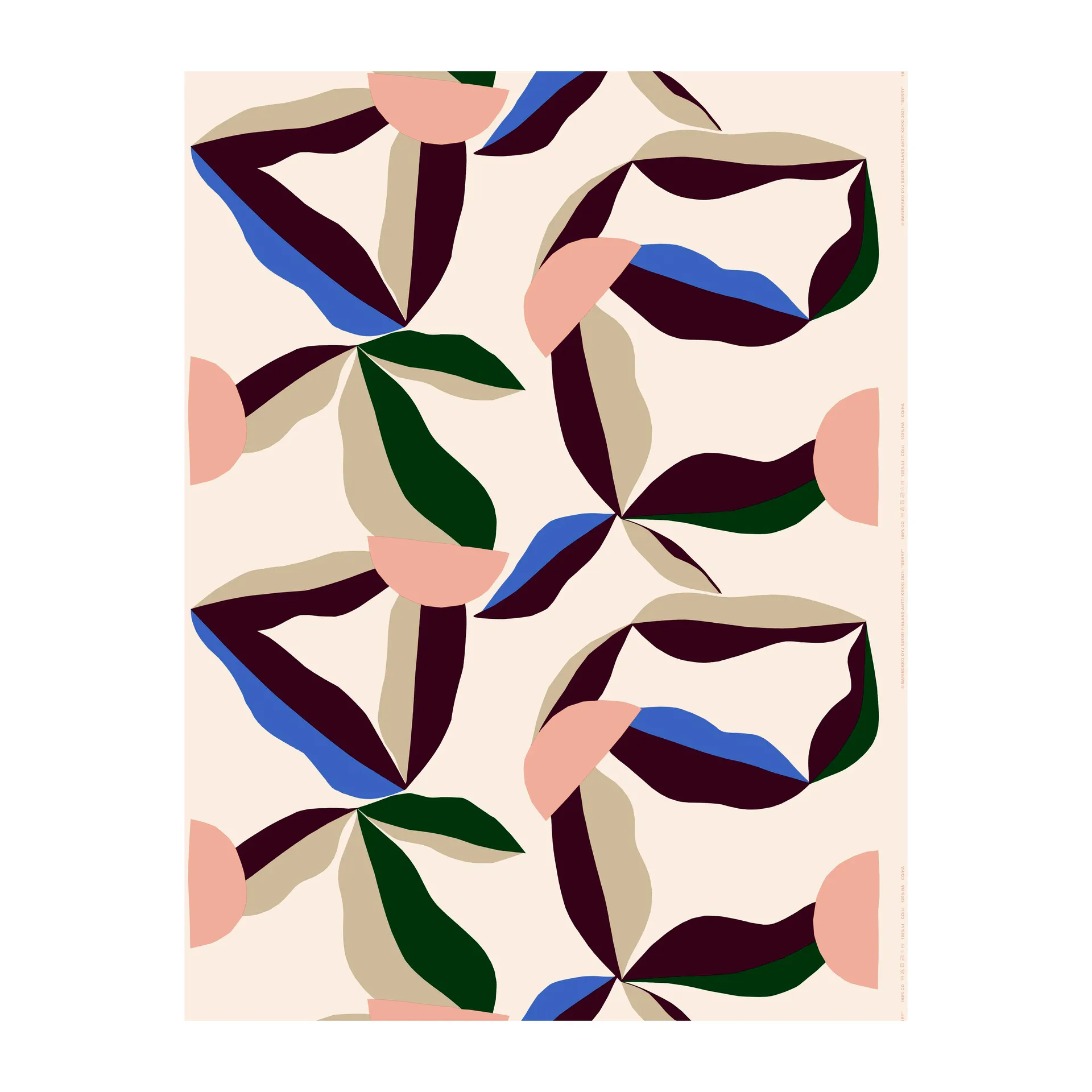 Algodão cru Berry, Cotton-red-dazzling blue Marimekko