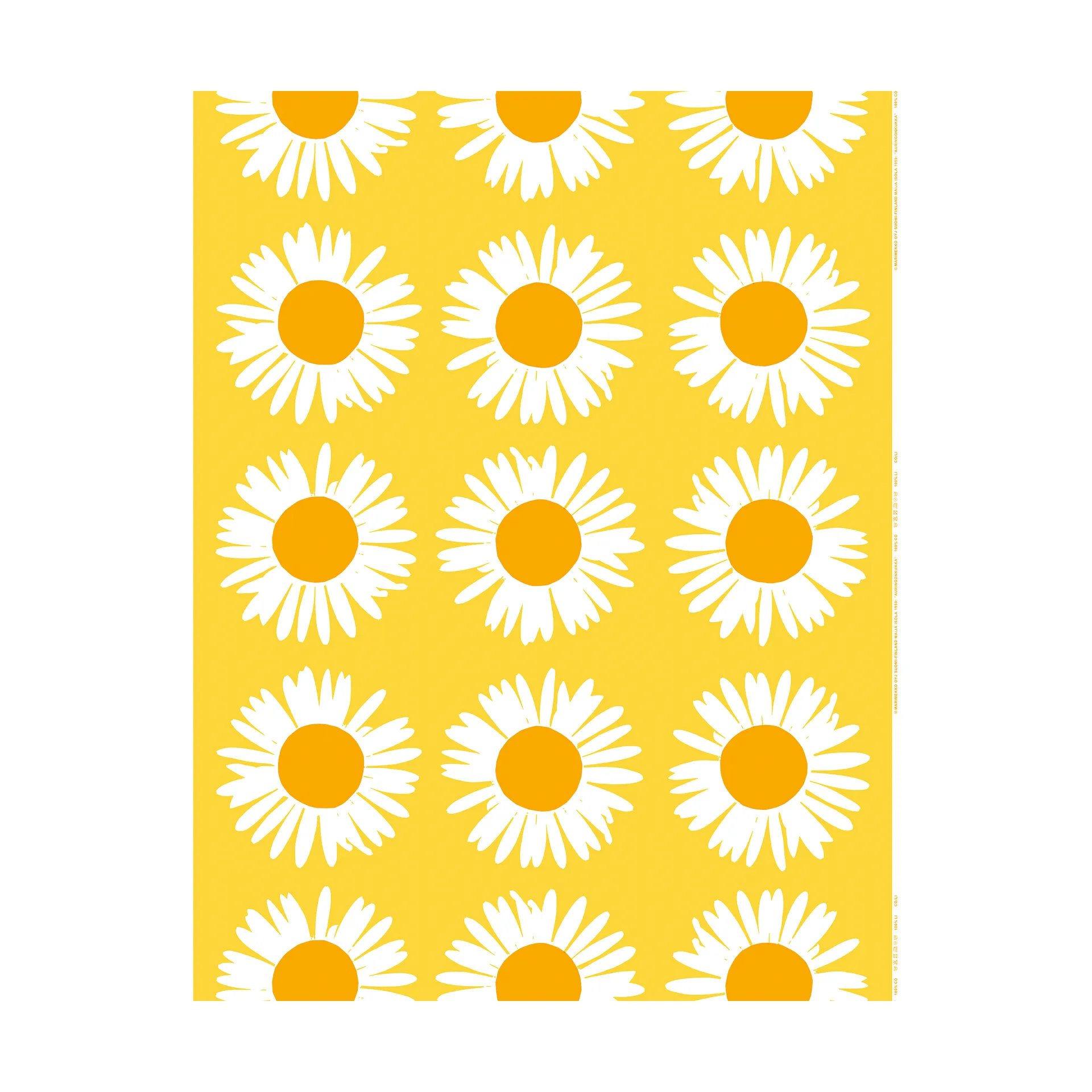 Auringonkukka tecido, Amarelo, linho Marimekko