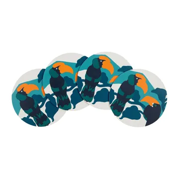 Base para copos, 4 un. - Branco-turquesa-laranja - Marimekko
