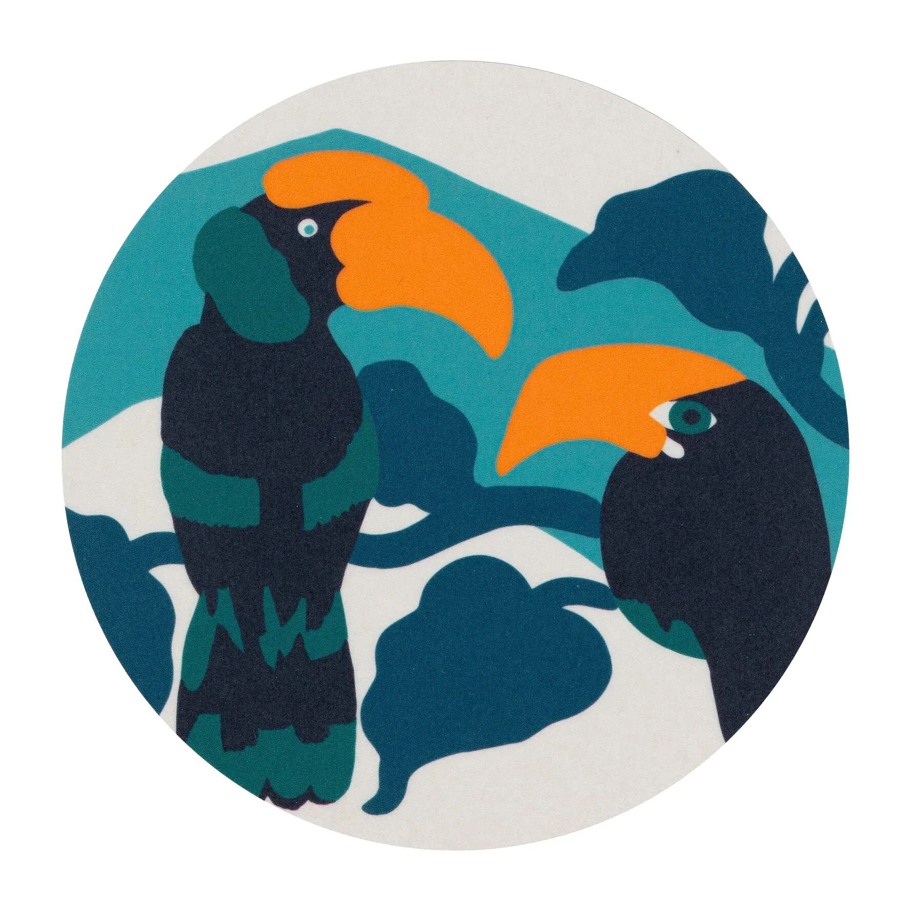 Base para copos, 4 un., Branco-turquesa-laranja Marimekko