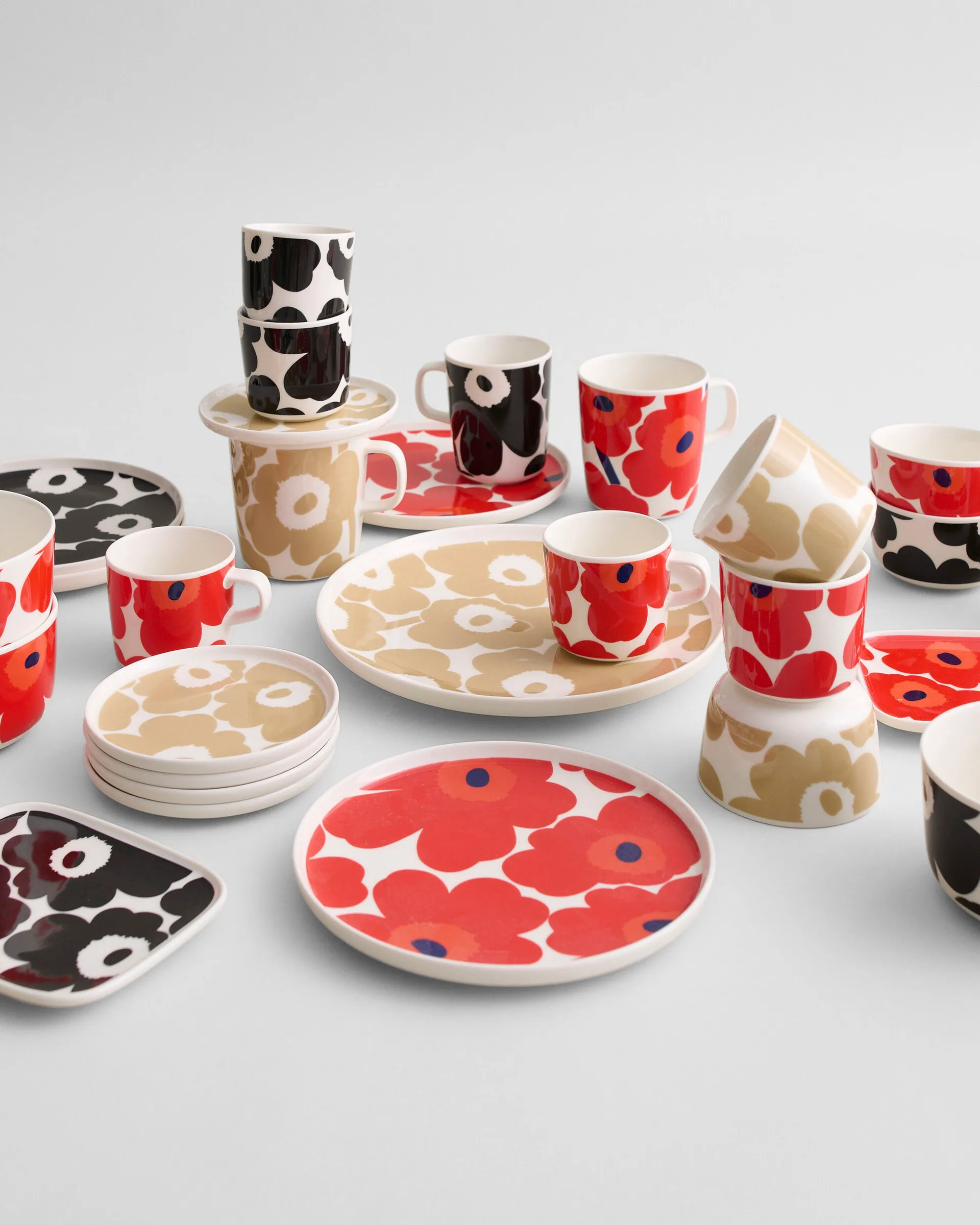 Caneca de café sem pega 20 cl Unikko, conjunto de 2, branco-bege Marimekko