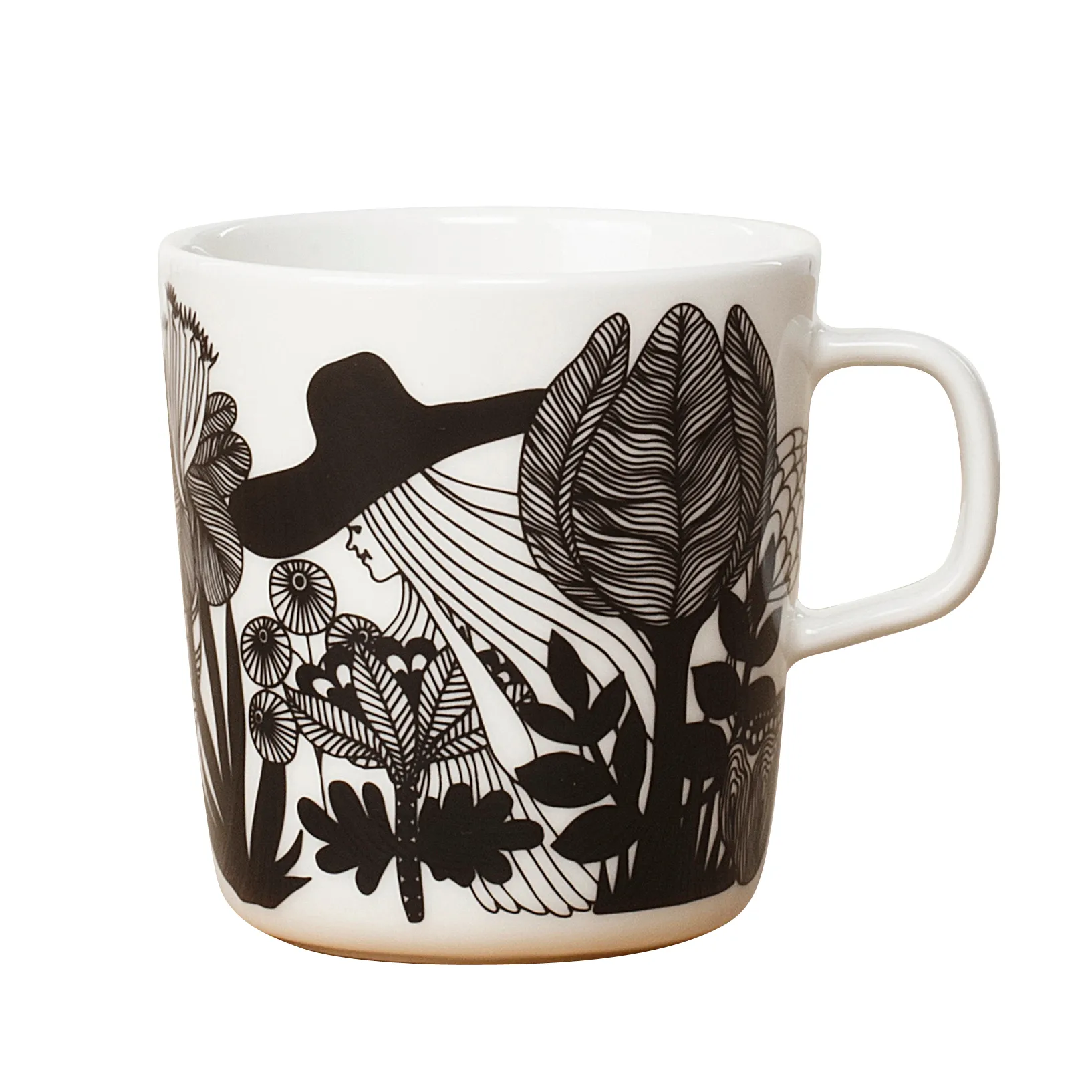 Caneca de chá Siirtolapuutarha, preto-branco-rosa Marimekko