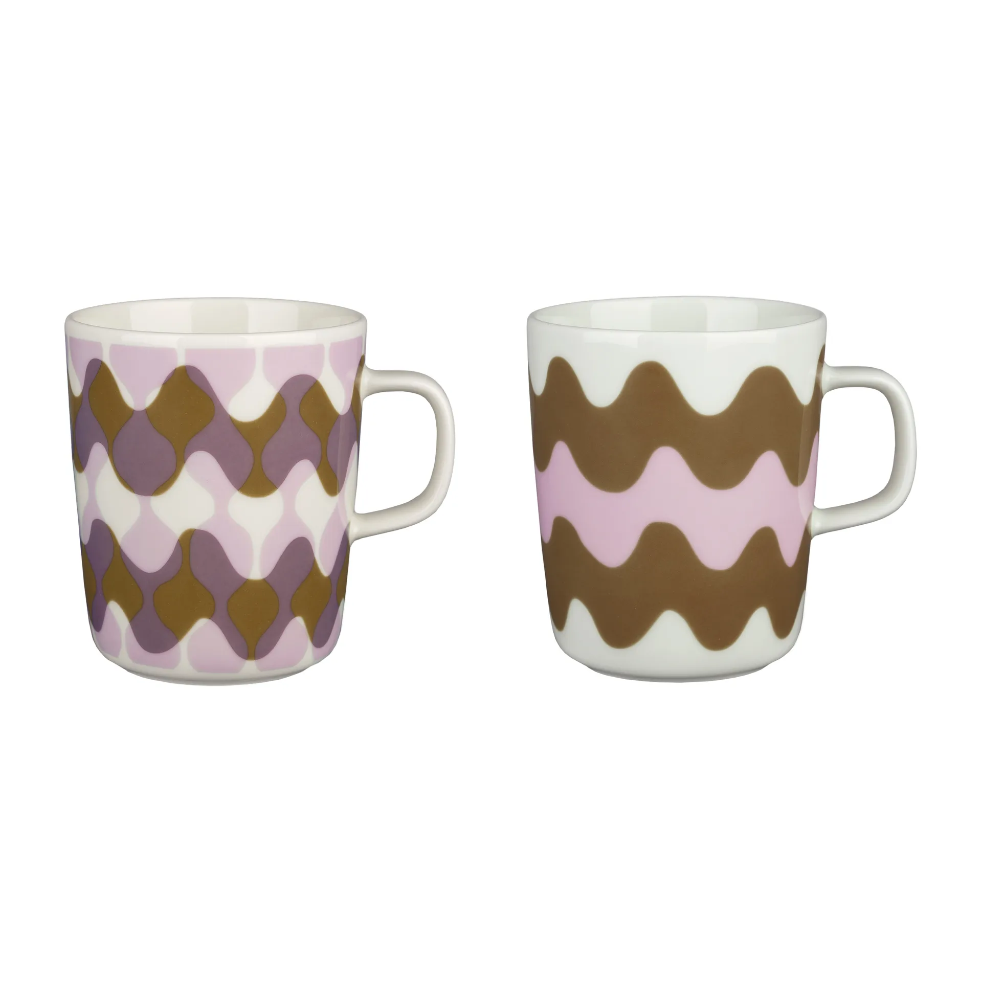 Caneca Oiva Lokki Pergola 25 cl, 2 un., Branco-rosa-castanho Marimekko