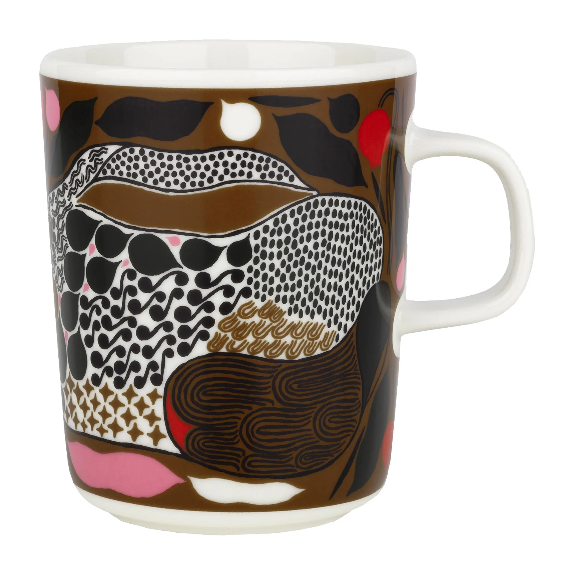 Caneca Rusakko 25 cl, branco-castanho-verde-vermelho Marimekko