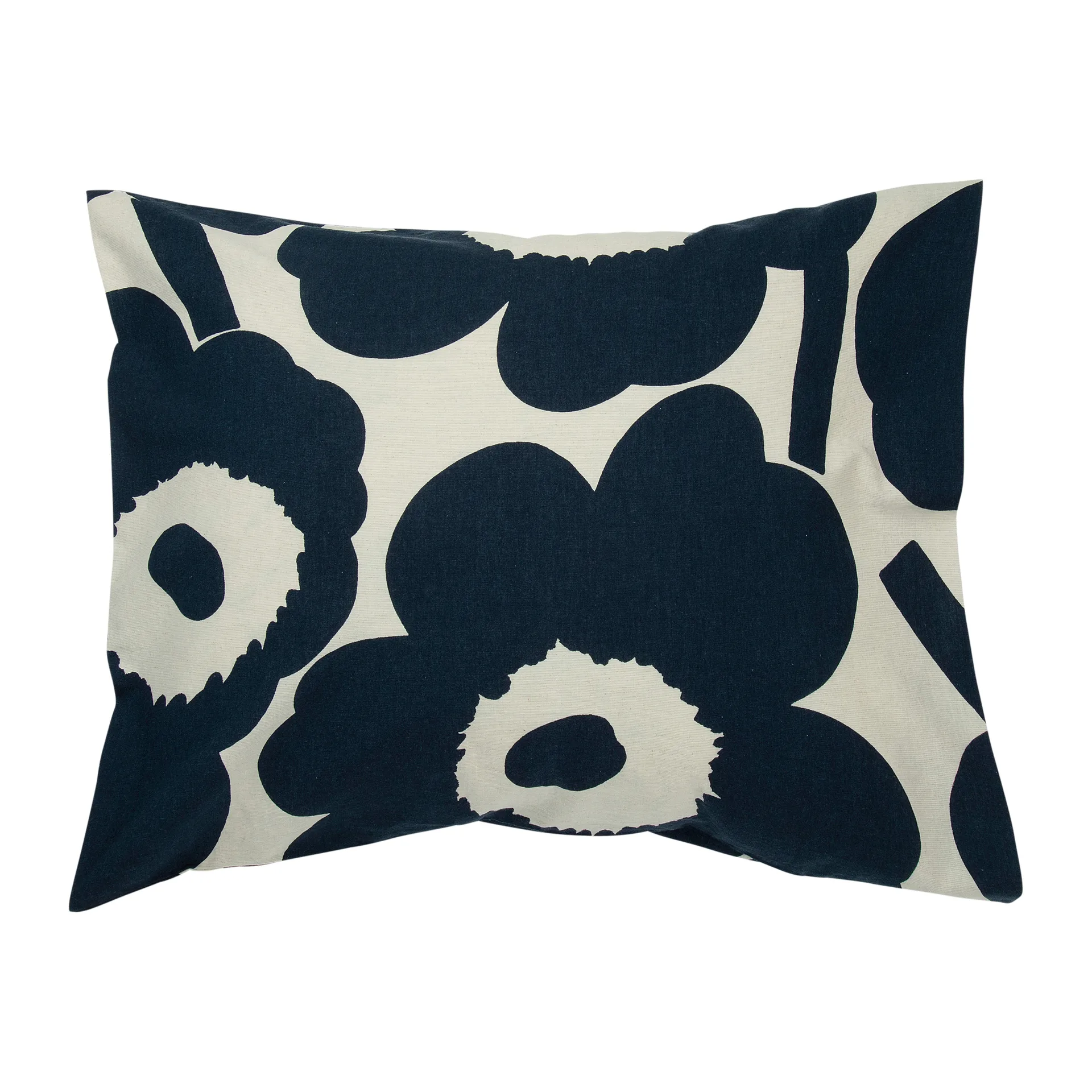 Capa de almofada algodão-linho Unikko 50x60 cm, branco natural-azul escuro Marimekko