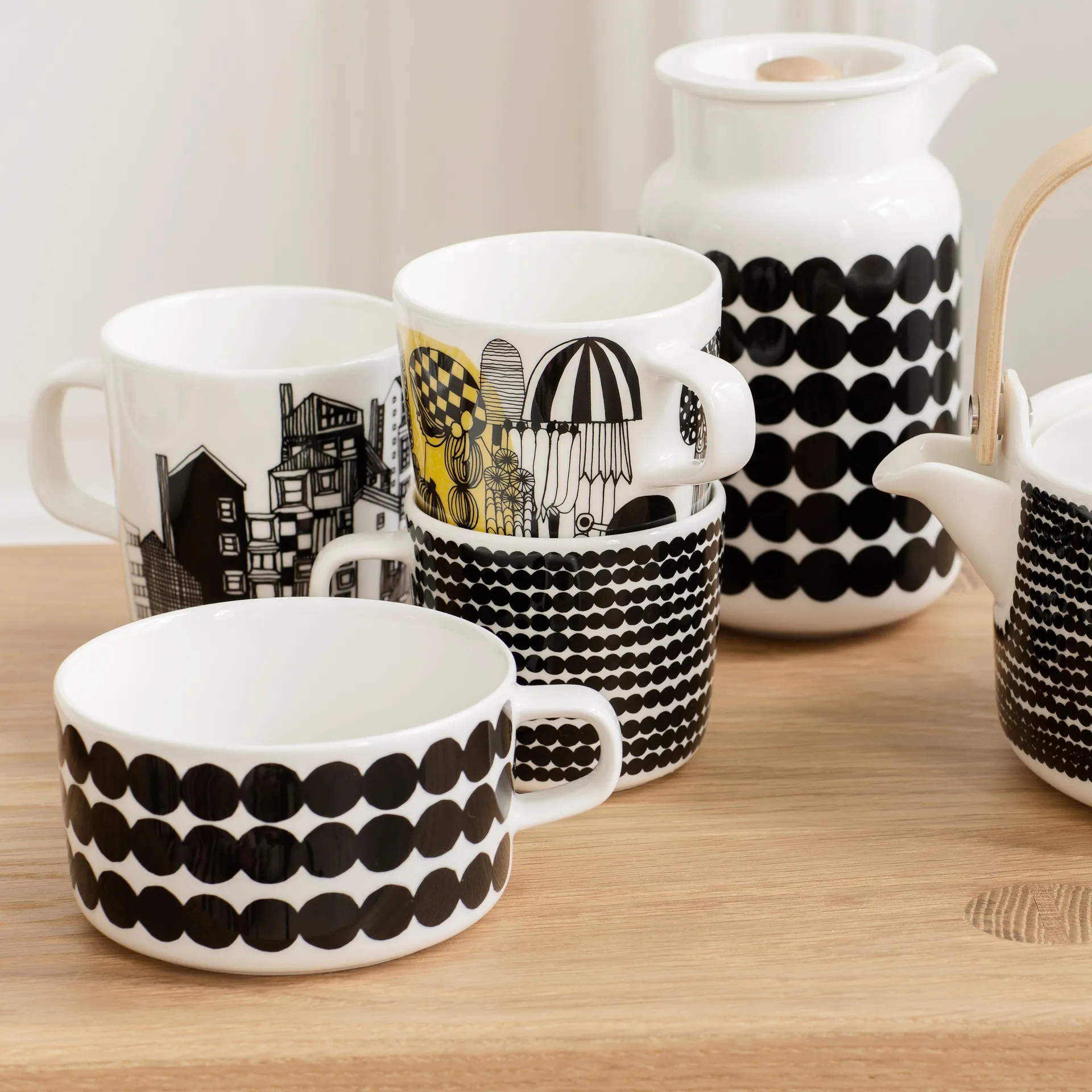 Chávena de café Räsymatto 20 cl, preto-branco Marimekko