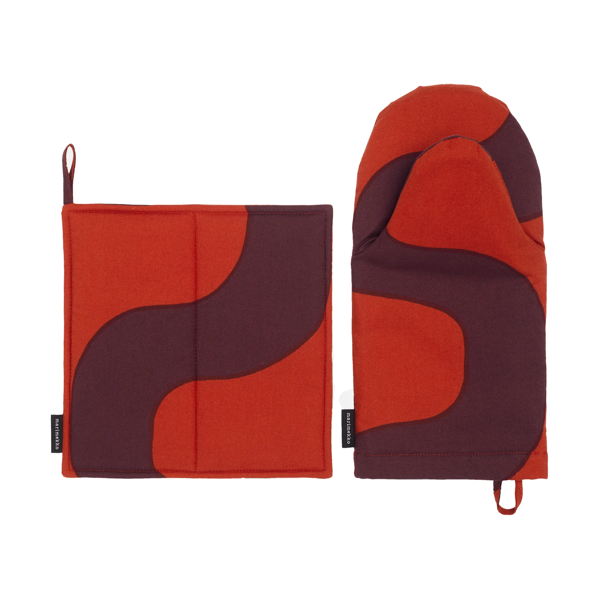 Conjunto de luva e descanso de panela Seireeni 2 peças, Borgonha-vermelho Marimekko