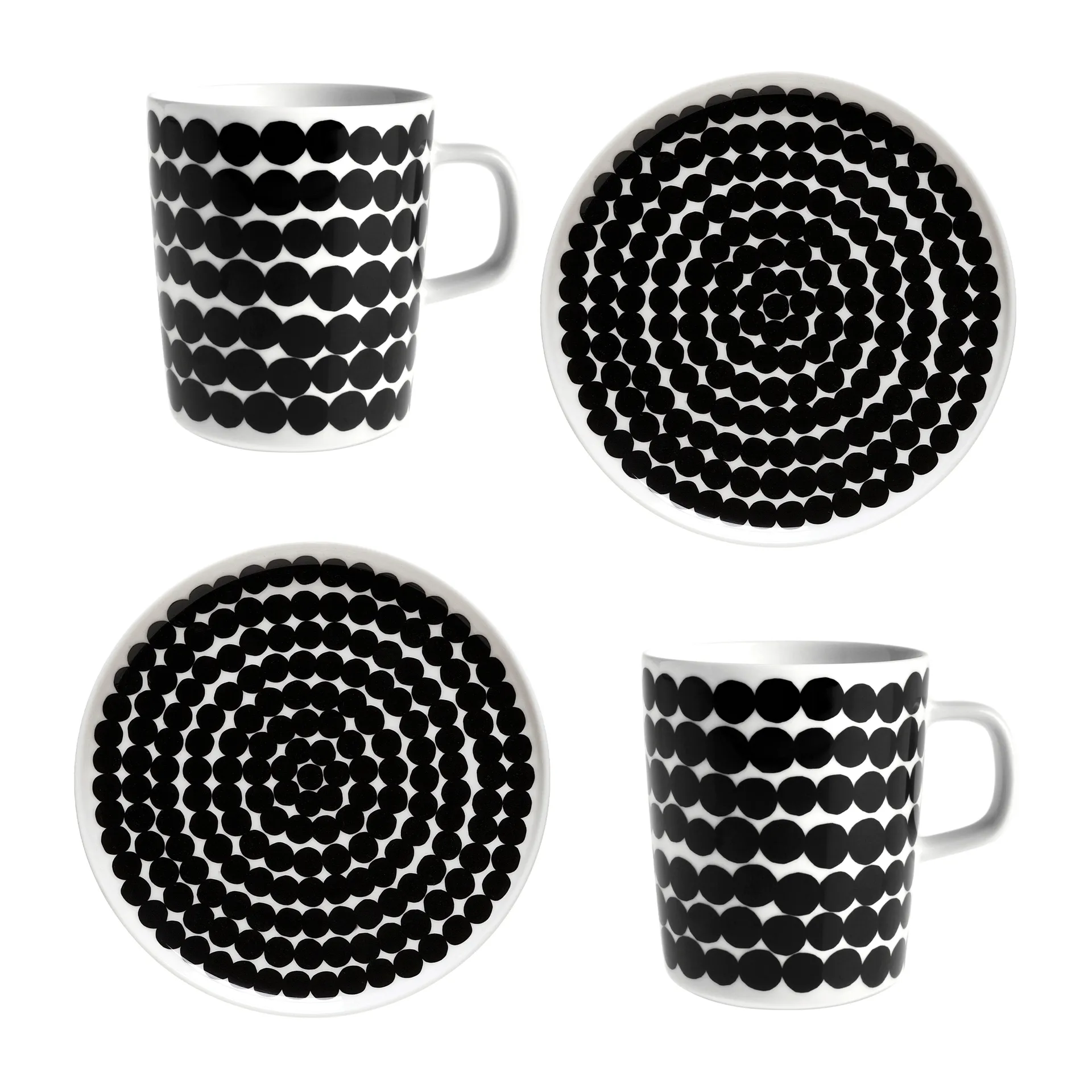 Conjunto de pequeno almoço Räsymatto, White-black Marimekko