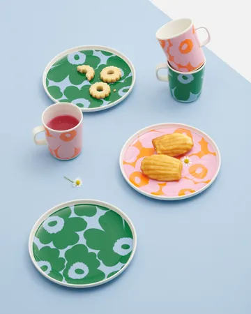 Conjunto de pequeno almoço Unikko - Branco-rosa-laranja, 4 peças - Marimekko