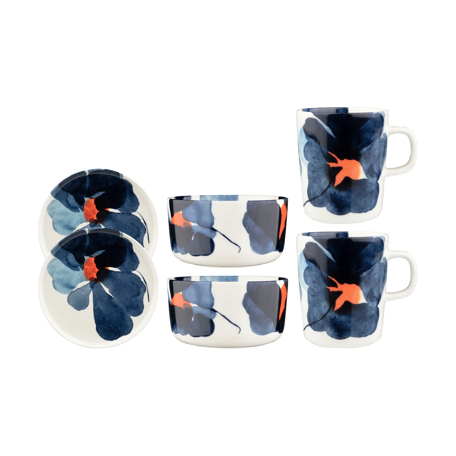 Conjunto de pequeno almoço Valssi 6 peças, White-dark blue-orange Marimekko