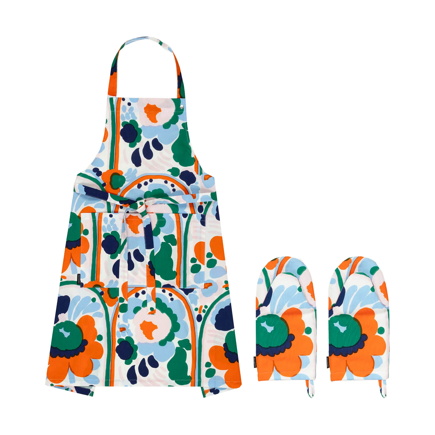 Conjunto de tecido Karuselli 3 peças, Branco-laranja-azul-esmeralda Marimekko
