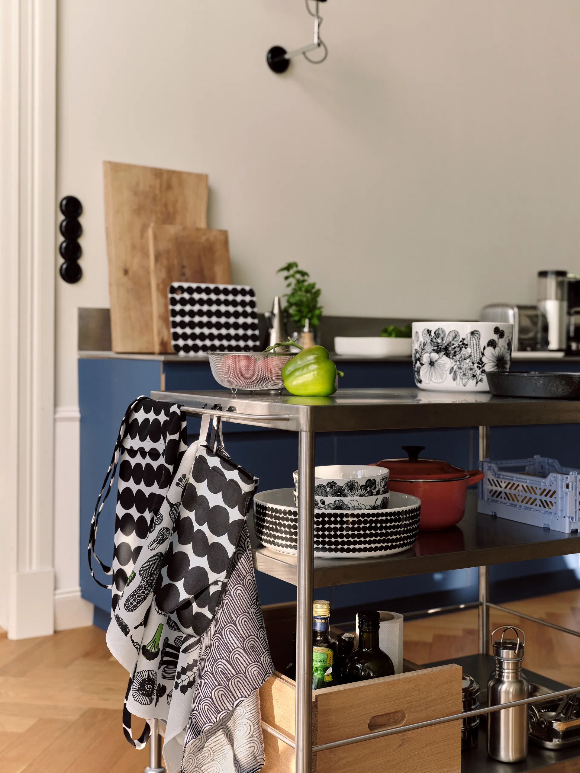 Conjunto de têxteis de cozinha Räsymatto, White-black Marimekko