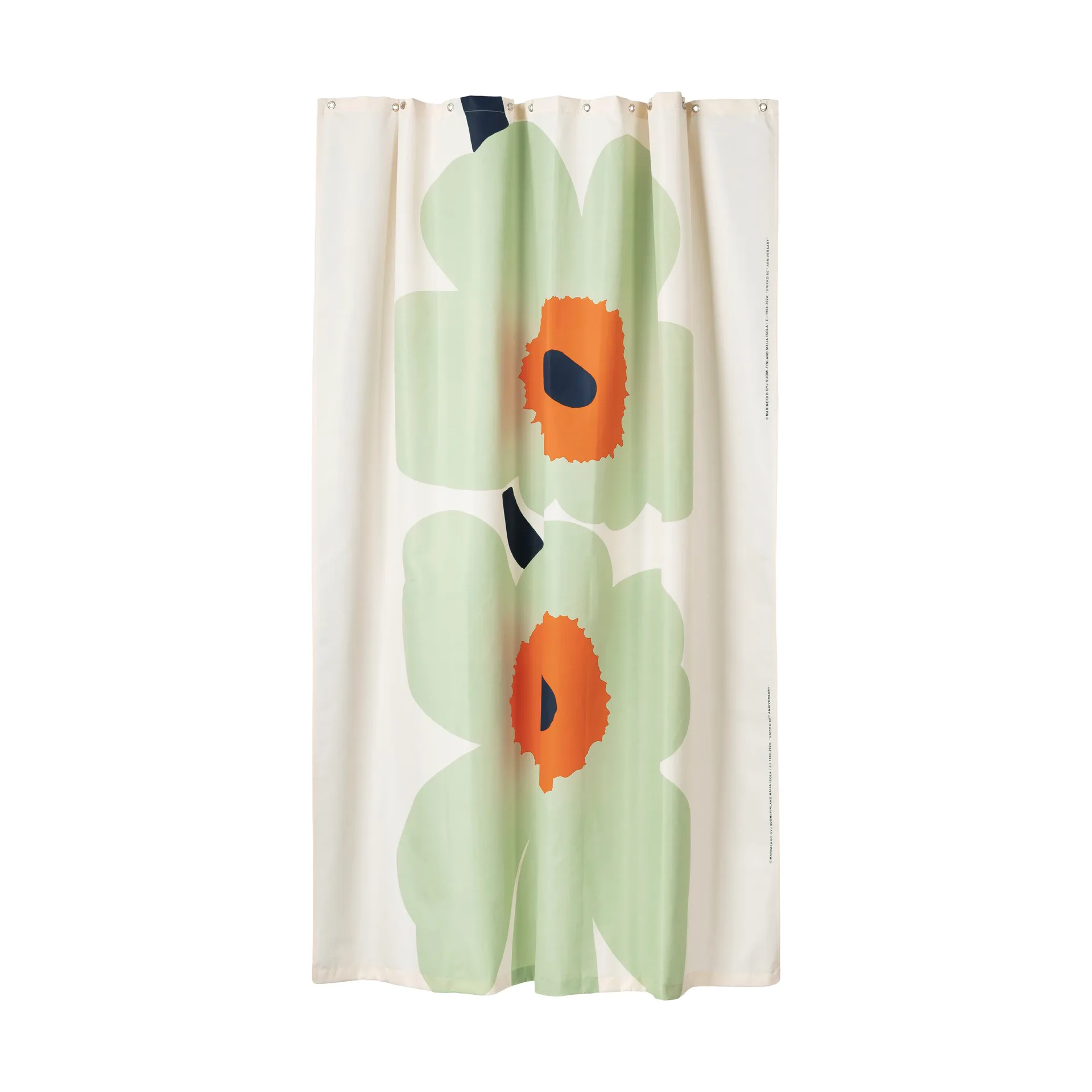 Cortina de chuveiro Unikko 60º aniversário 180x200 cm, Off white-sage-dark blue Marimekko