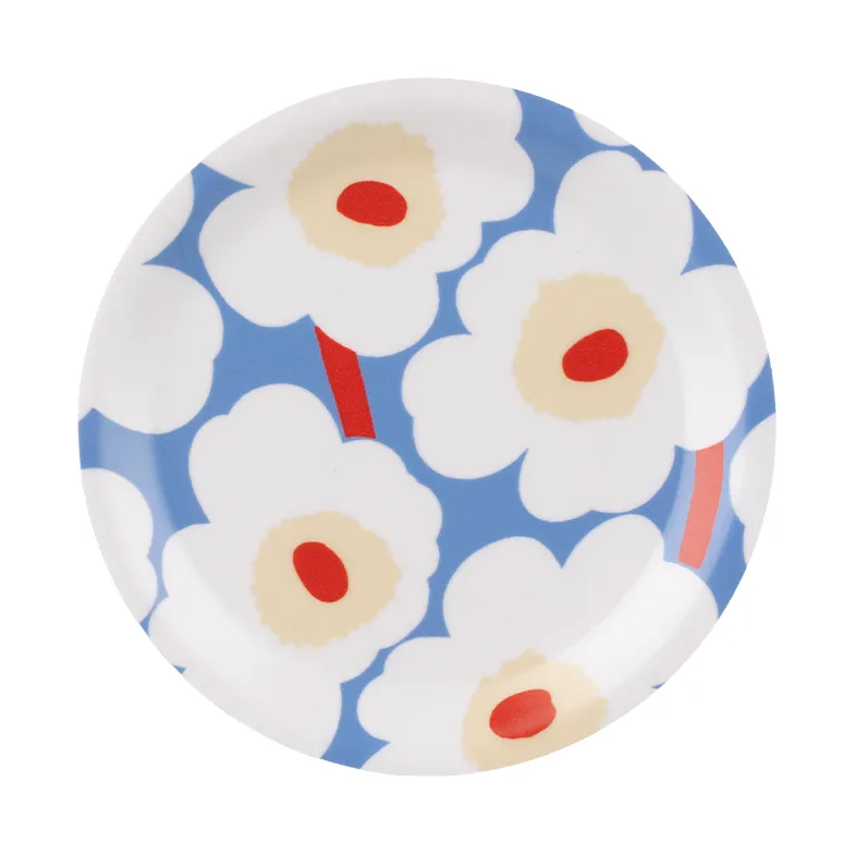Descanso de copo Unikko, Azul-claro-off white-melão-laranja vermelha, Ø11 cm Marimekko