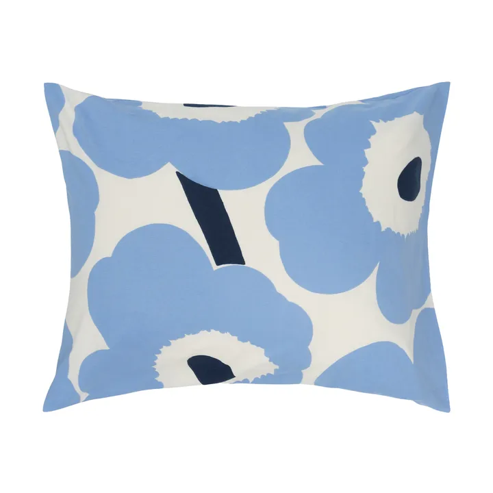Fronha de jersey Unikko - Off white, azul-claro, azul-marinho, 50x60 cm - Marimekko