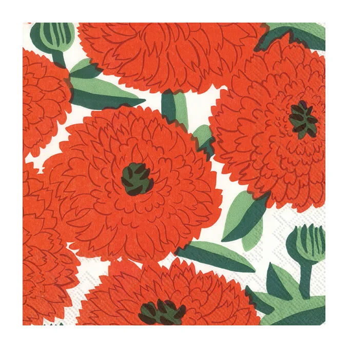 Guardanapo Primavera 33x33 cm, 20 un., Vermelho Marimekko