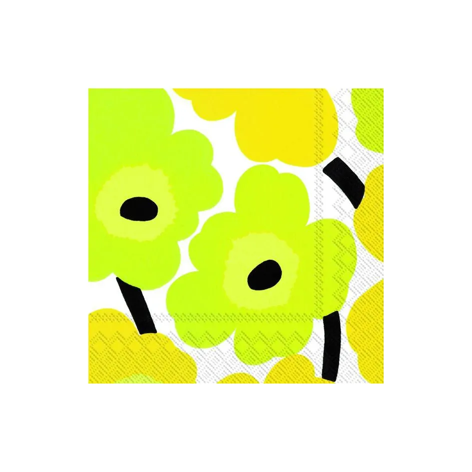 Guardanapos Unikko 33x33 cm, 20 unid., amarelo Marimekko