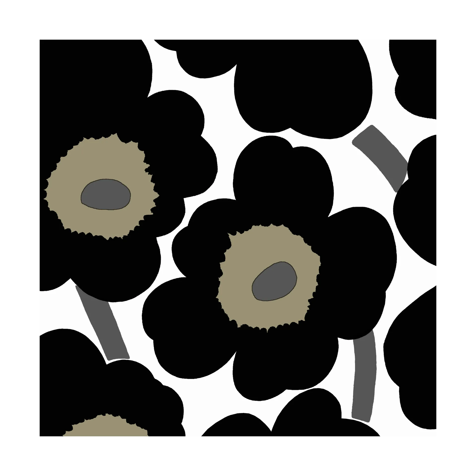 Guardanapos Unikko 33x33 cm, 20 unid., Black-White Marimekko