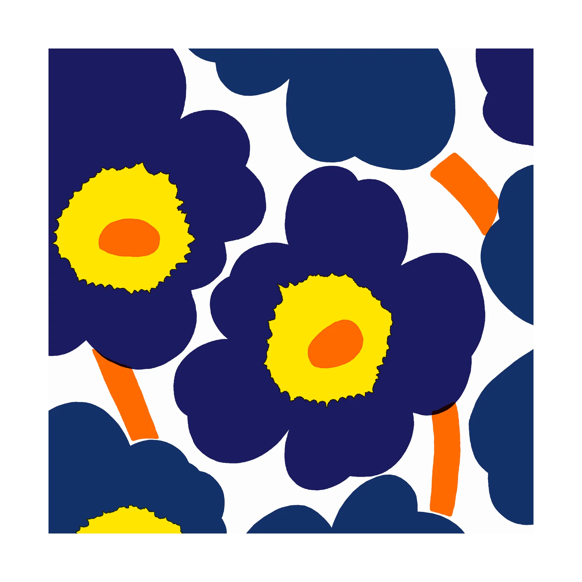 Guardanapos Unikko 33x33 cm, 20 unid., Blue-Yellow Marimekko