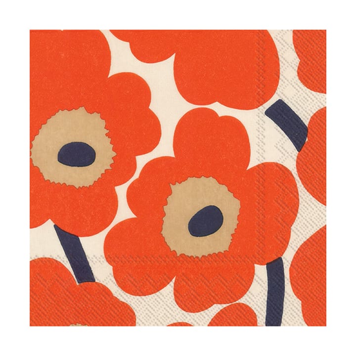 Guardanapos Unikko 33x33 cm, 20 unid. - Cream-vermelho - Marimekko