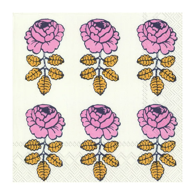 Guradanapo Vihkiruusu 33x33 cm, conjunto de 20, Branco Marimekko
