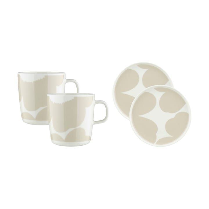 Iso Unikko conjunto de pequeno-almoço 4 peças - Branco-palha - Marimekko