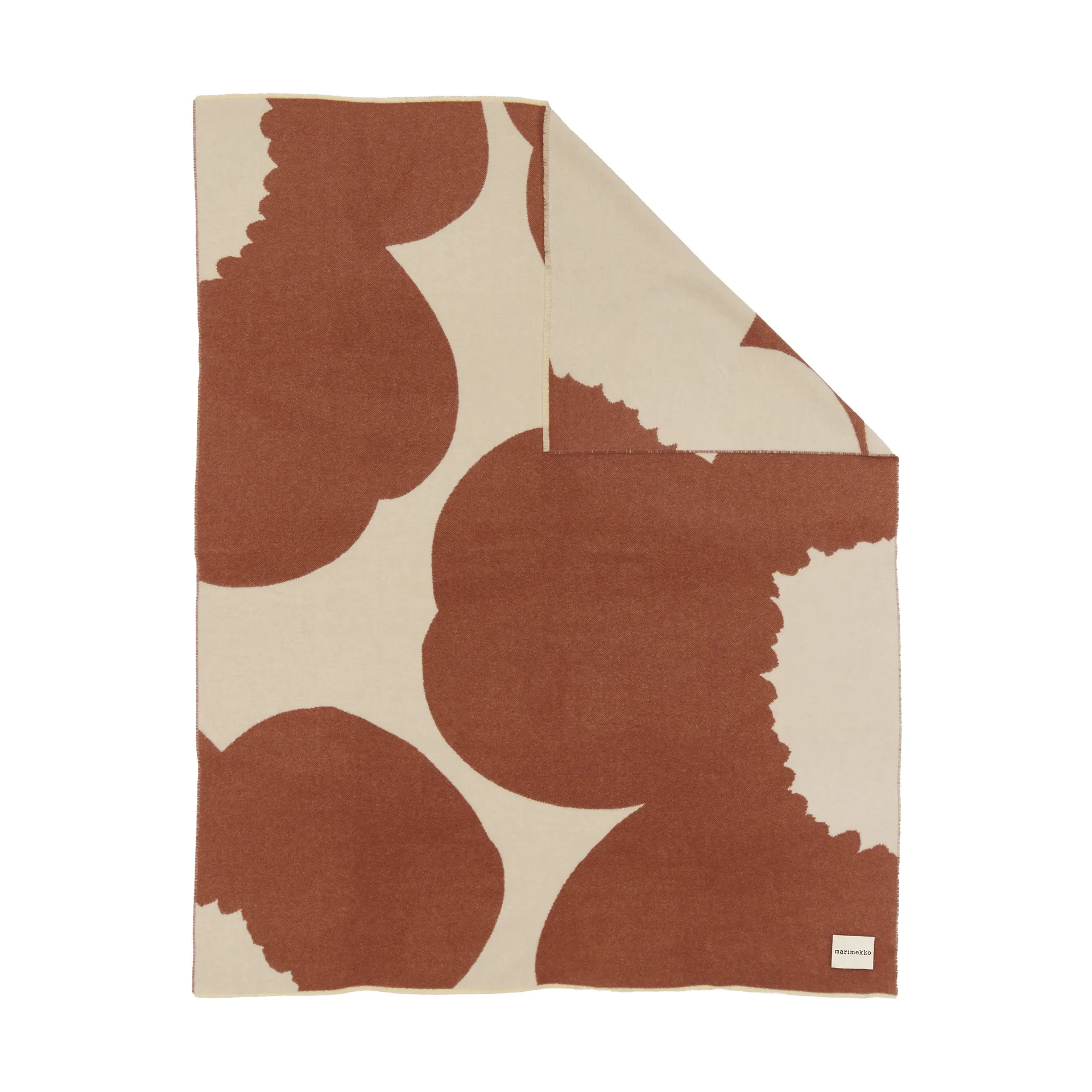 Iso Unikko manta de sofá, Off white-castanho, 130x170 cm Marimekko