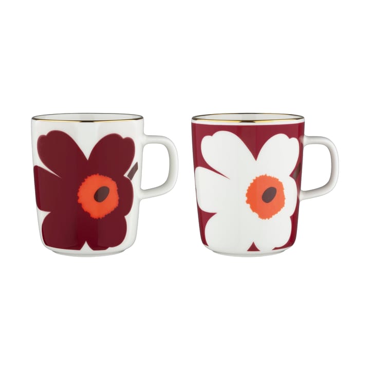 Juhla Unikko caneca 25 cl 2 unidades - Branco-borgonha-dourado - Marimekko