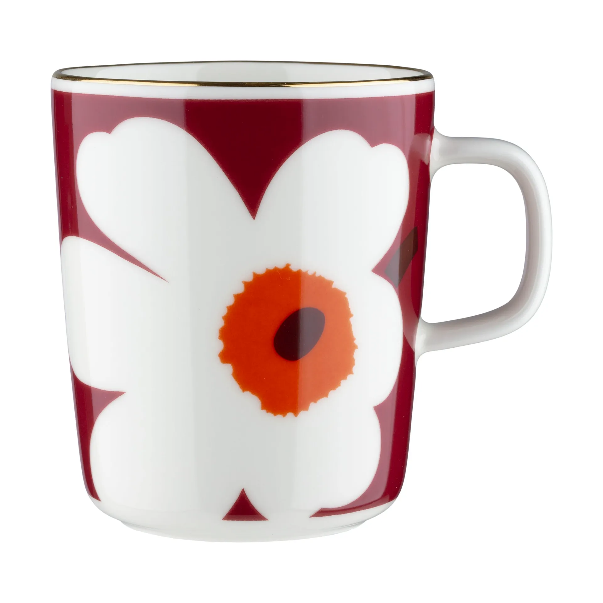 Juhla Unikko caneca 25 cl 2 unidades, Branco-borgonha-dourado Marimekko