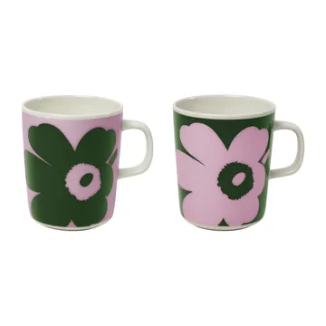 Juhla Unikko caneca 25 cl 2 unidades - Rosa-verde - Marimekko