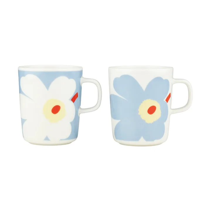 Juhla Unikko caneca 25 cl 2 unidades - White-light blue-sand-orange red - Marimekko