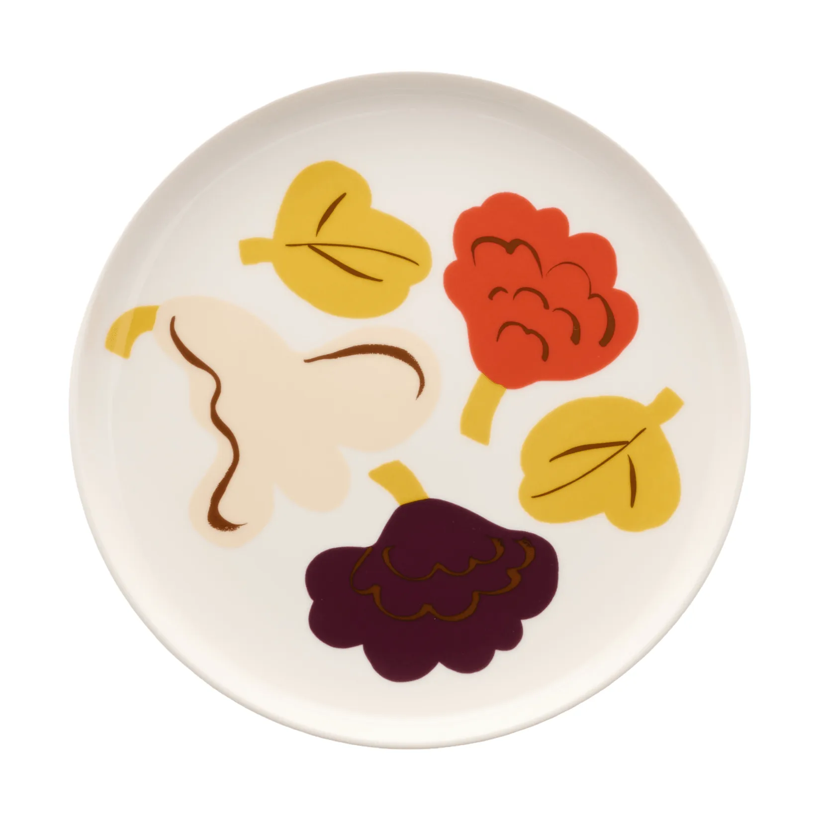 Kukasta Kukkaan prato de sobremesa, White-vanilla-terrac-plum, Ø20 cm Marimekko