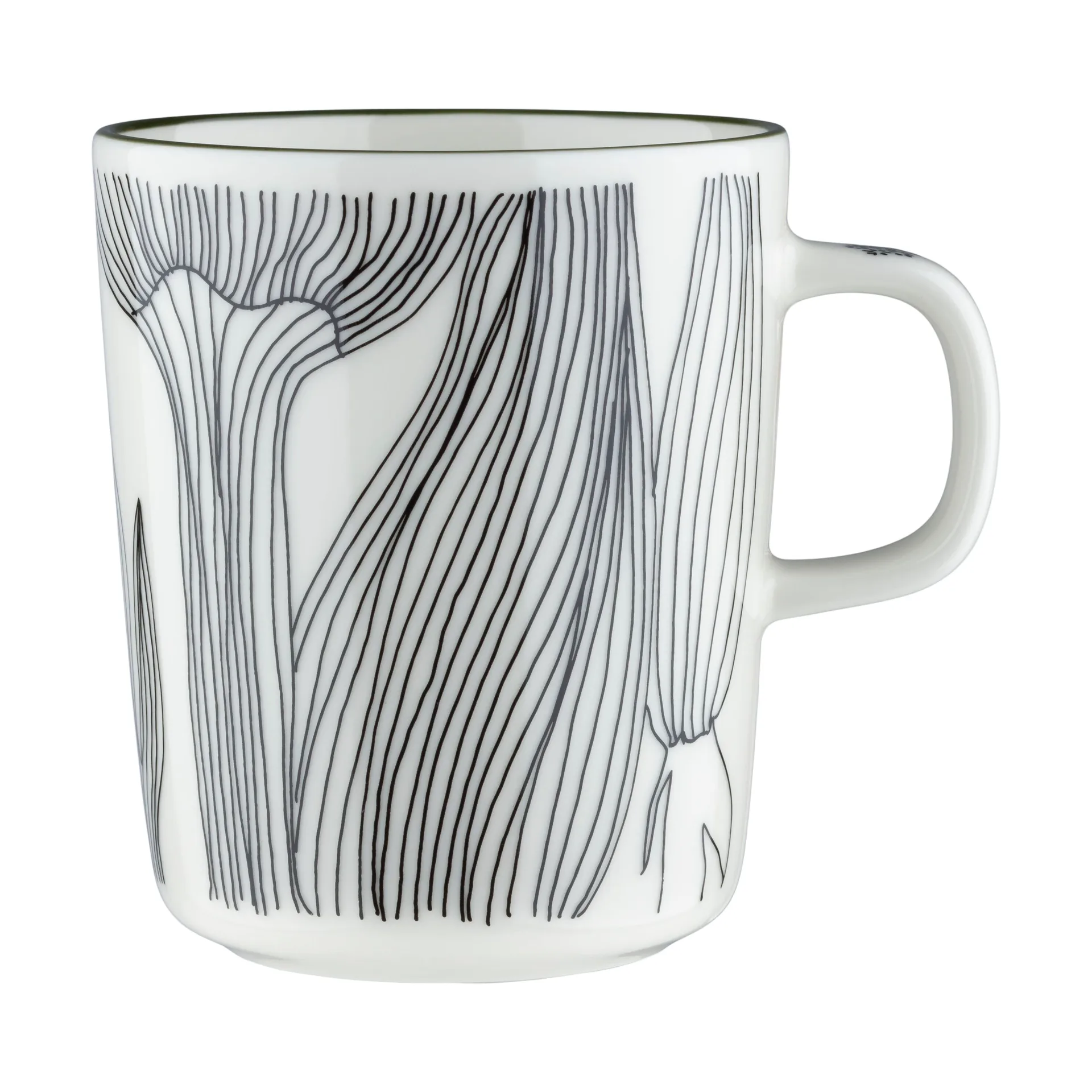 Kukat Puhkeavat caneca 25 cl, Branco-verde floresta-preto Marimekko