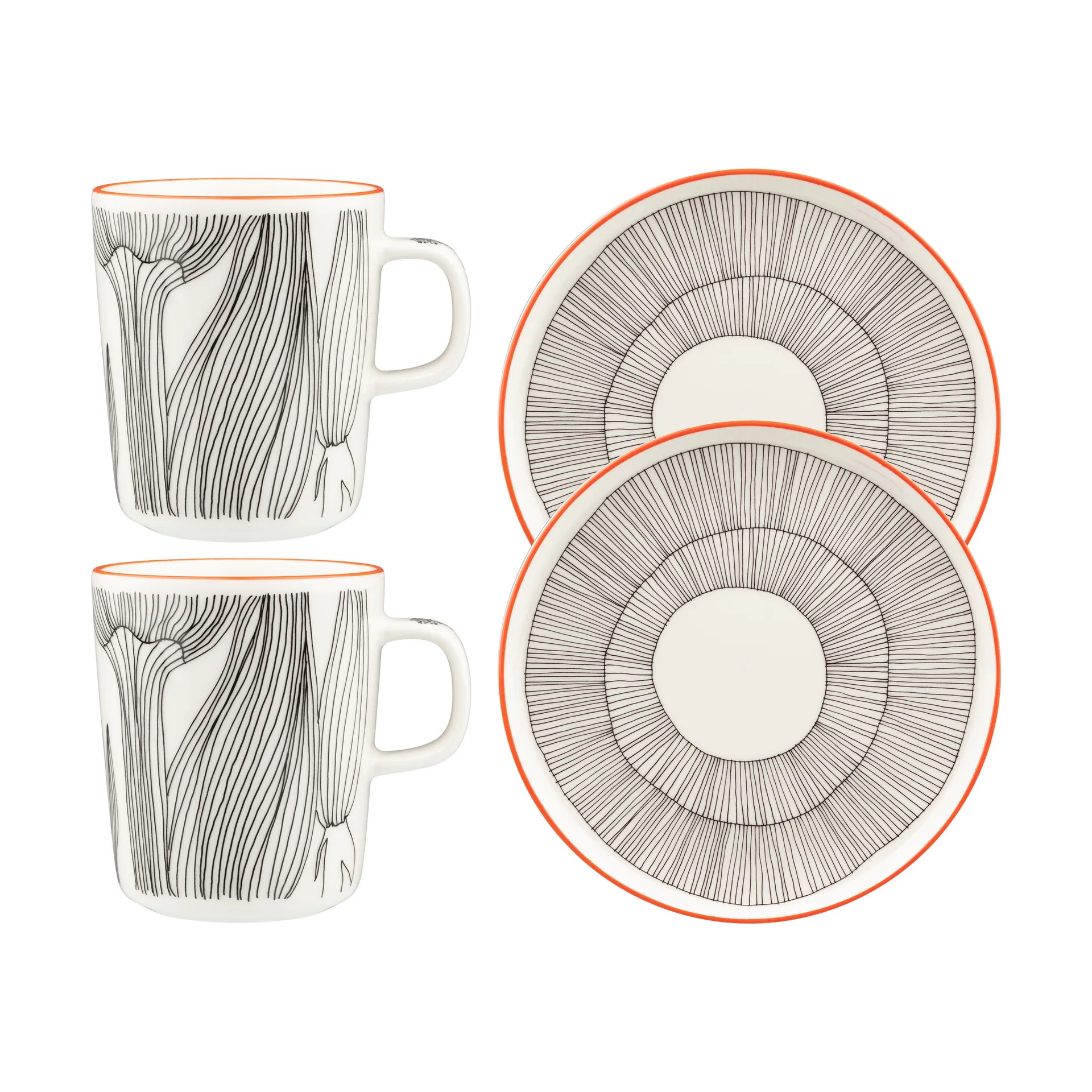 Kukat Puhkeavat conjunto de pequeno-almoço 4 peças, White-black-orange Marimekko