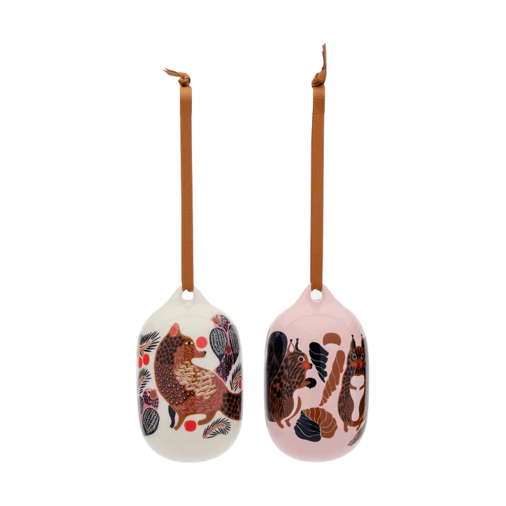 Kurre Ketunmarja pendente decorativo - Rosa-branco-multicolor, 2 peças - Marimekko