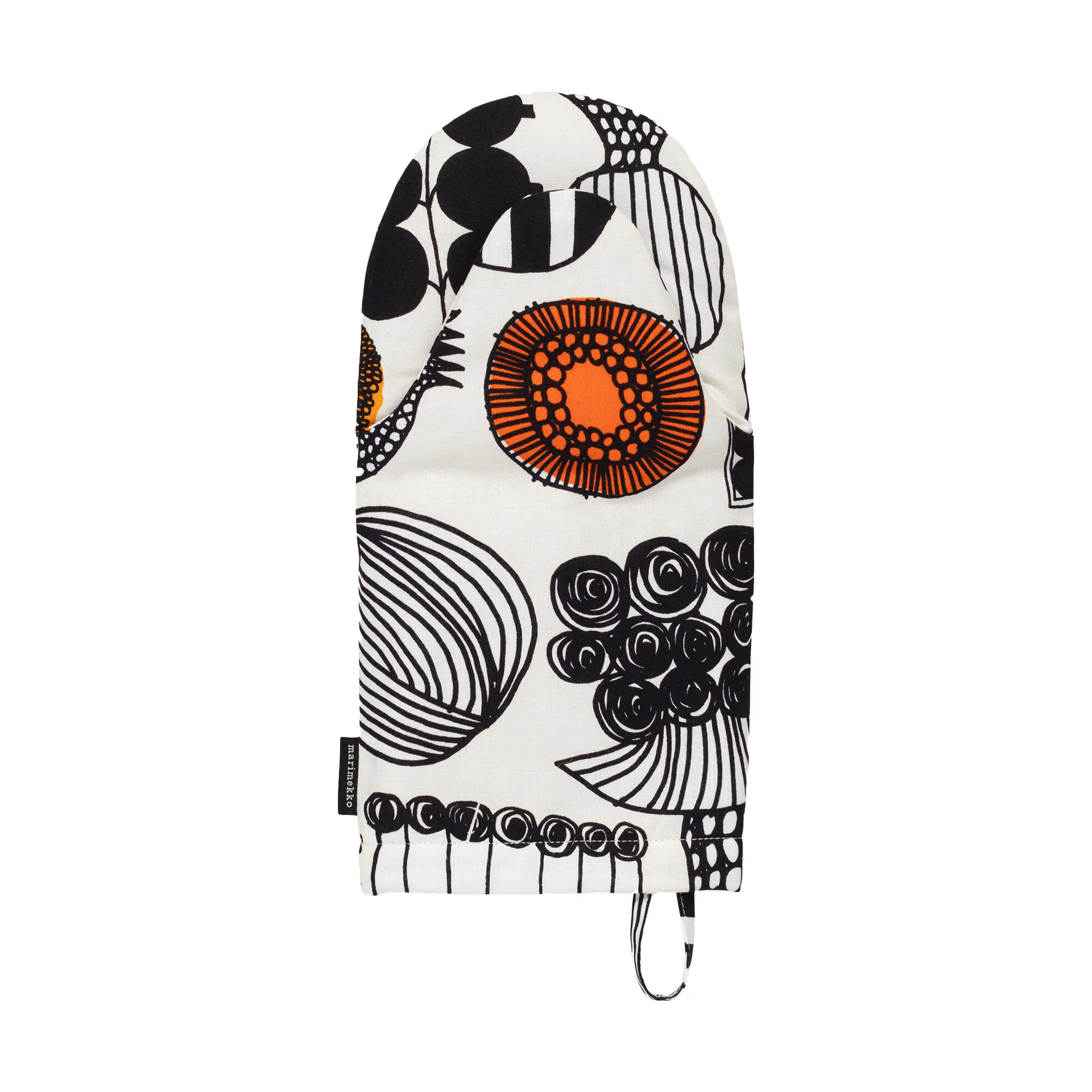 luva de forno Puutarhurin Parhaat, White-black-orange Marimekko