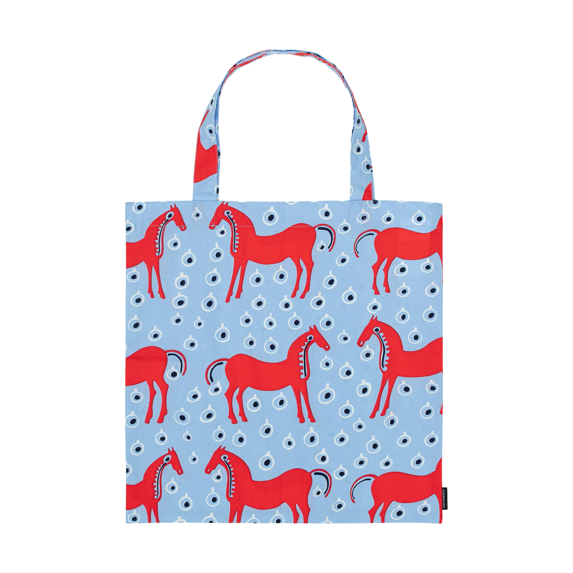 Musta Tamma bolsa 44x43 cm, Azul claro–vermelho–preto Marimekko